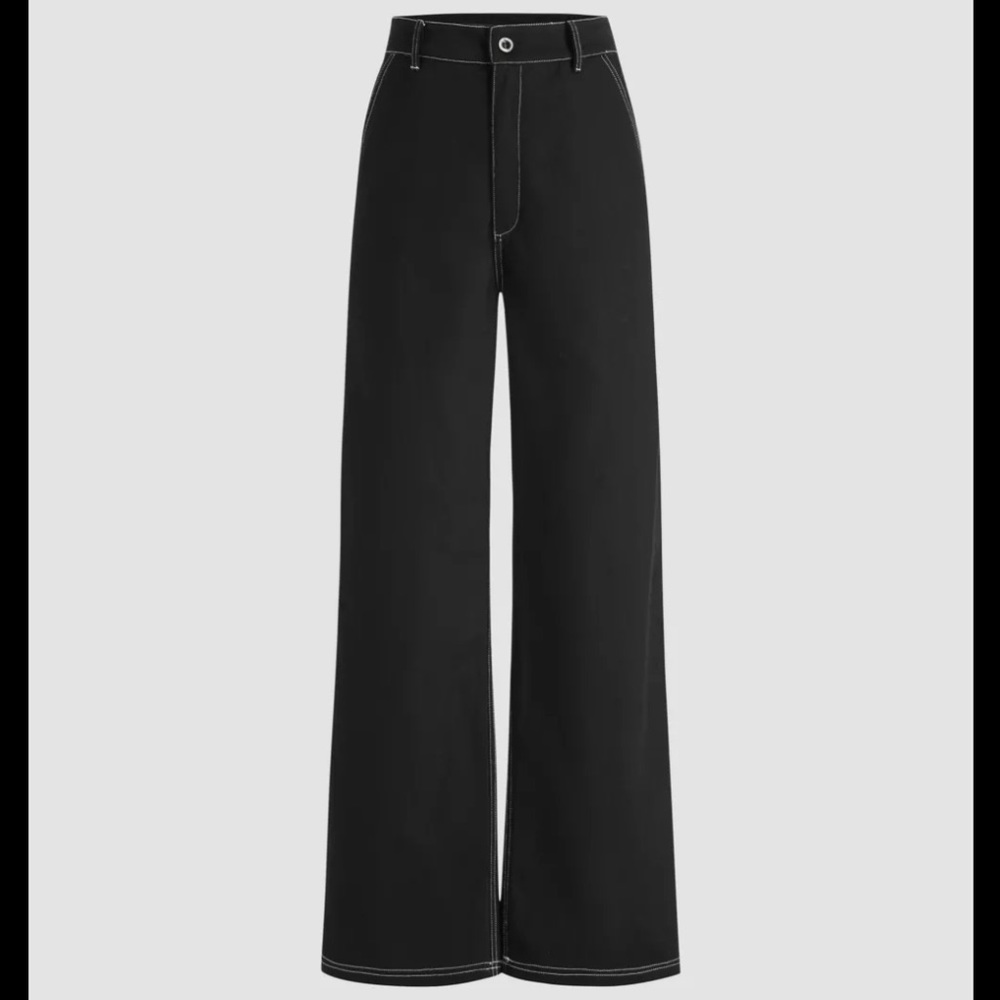 Stitching wide leg trousers